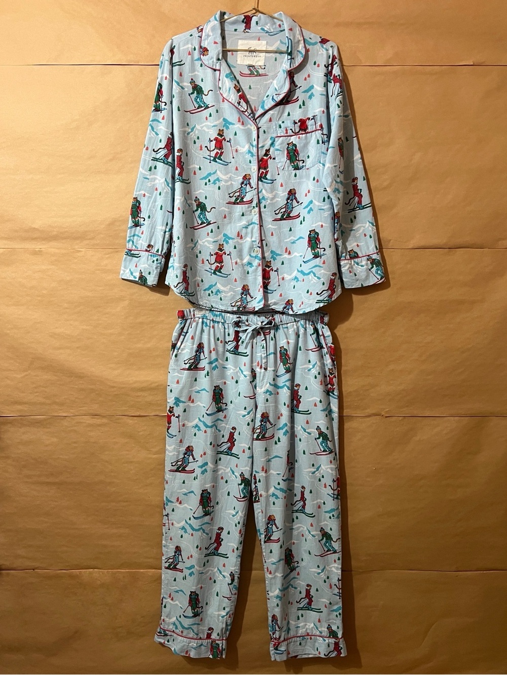 PrintFresh Hit The Slopes Frosted Lake Pajama Set Matching PJs Top & Pant Size M
